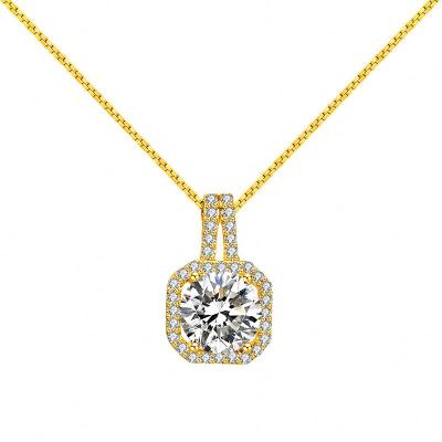 China High Quality Bag Pendant Necklace 925 Sterling Silver Box Chain Charming 14k Gold Plated Necklace Jewelry Kolye for sale