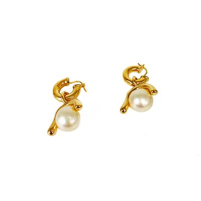 China Fashion pearl luxury jewelry 2 in 1 earrings 18k gold 2021 women fashion earring accessories for sale