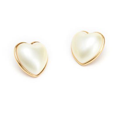 China Fashion Natural Pearl CZ Heart Stud Earrings Gold 2021 Luxury Women Jewelry for sale