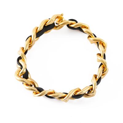 China Women Punk Gold Plated Lambskin Leather Fabric Bracelet 2021 Hot Sale Fashion for sale