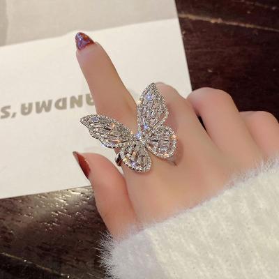 China FASHION Zircon Butterfly Crystal Fashion Women Finger Rings Adjustable For Ladies Jewelry Women Trend 2019 for sale