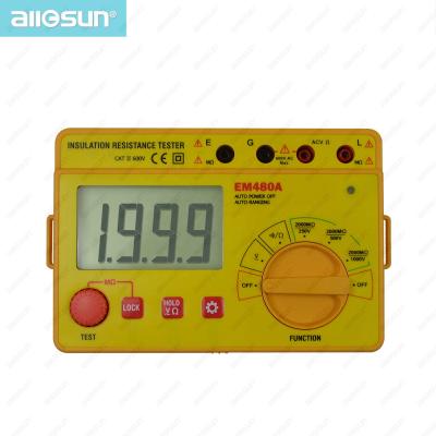 China Allosun EM480A Professional Portable Insulation Resistance Tester AC 600V Voltage Tester Resistance Continuity Tester EM480A for sale