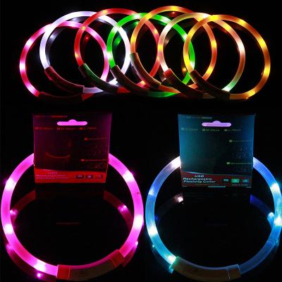 China PPYOU Lights Custom LED Reflective Genuine Luxury Dog Collar Pet for sale