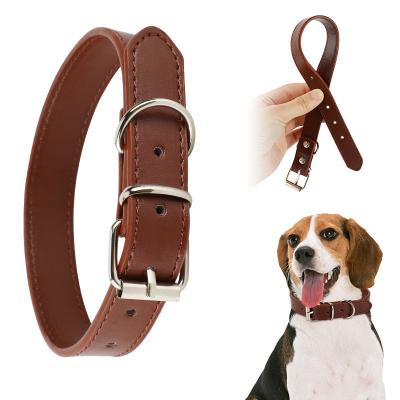 China PPYOU Custom Made Genuine Leather Luxury Military Dog Collar Leash Set for sale