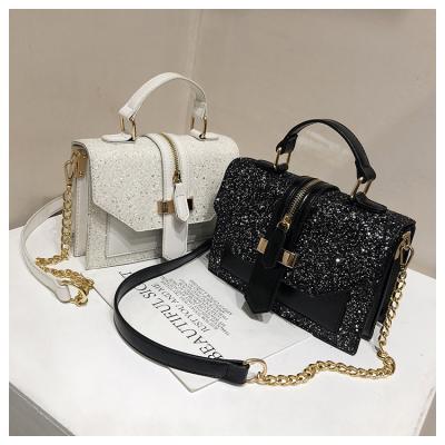 China 2021 wholesale popular PU sequined purses fashion ladies handbags chain handbags for women for sale