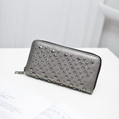 China 2021 Fashion Waterproof Luxury Girls Rivets Long Wallet Youth Lady Cute Short Coin Purse Ladies Wallet For Women for sale