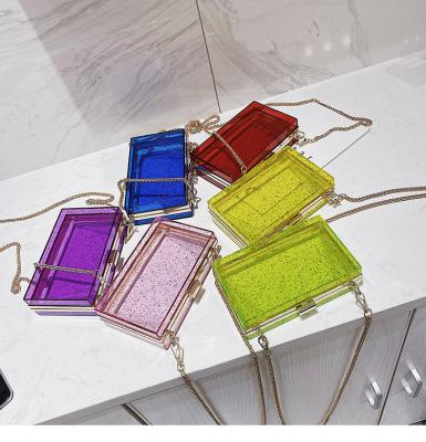 China 2021 Fashion New Arrivals Ladies Jelly Handbags Colorful Purple Box Hand Bags Transparent For Women for sale