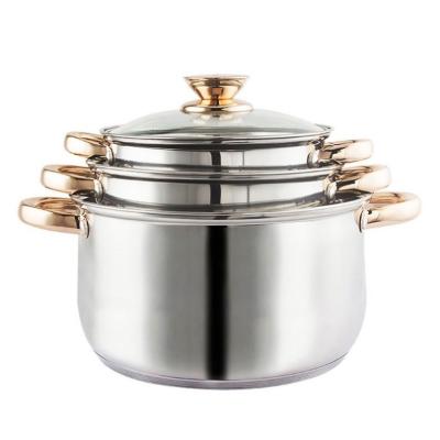 China 12PCS Viable Good Selling Kitchen Stainless Steel Cook Pots Palm Restaurant Cookware Set for sale