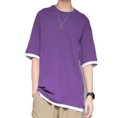 China Hip hop anti-pilling round neck men's t-shirt custom made cotton oversized logo for sale