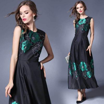 China China Online Shopping Anti Static High Quality Sublimation Printing Long Black Celebrity Dress for sale