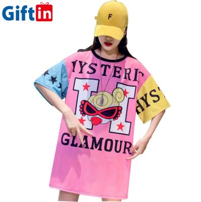 China Anti-Static Round Neckline Sublimation Print Plus Size Women's Printing Shirt Summer Dress for sale