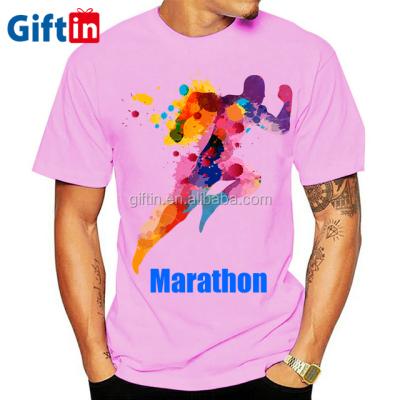 China Full Print Spandex Anti-Shrink Dry Fit Polyester Sports Men Running Custom Logo Marathon Run T-Shirts T-shirts for sale