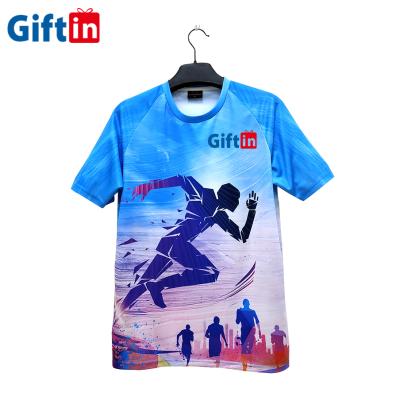 China Polyester Coolmax fit anti-pilling dye sublimation running t-shirt marathon quick-dry promotional custom sport for sale