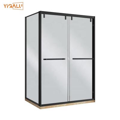 China Super Comfortable European design black aluminum frame shower screen sliding aluminum shower door tempered glass shower door for sale