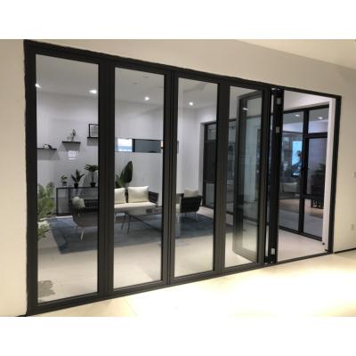 China Thermal Insulation Customized glazed decorative door tempered glass waterproof aluminum bi-folding door for sale