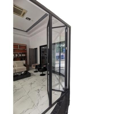 China Thermal Insulation Factory supply aluminum door high quality tempered glass bi-folding door glazed decorative aluminum door for sale