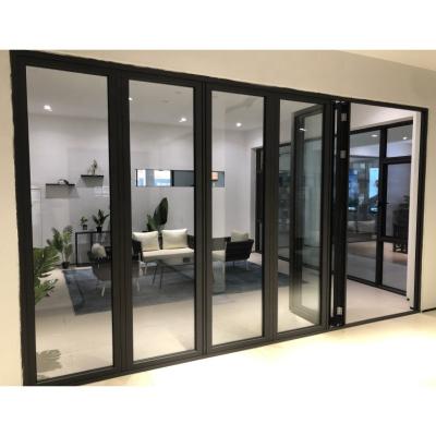 China Thermal Insulation Narrow profile look door modern stacks open aluminum door heat thermal system aluinum bi-folding door for sale