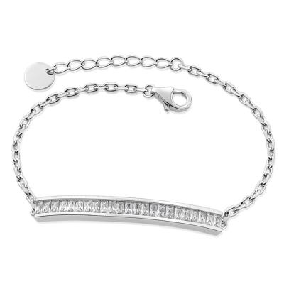 China CLASSIC Wholesale hot sale 925 sterling silver luxury zircon princess baguette cut chain bracelet for sale