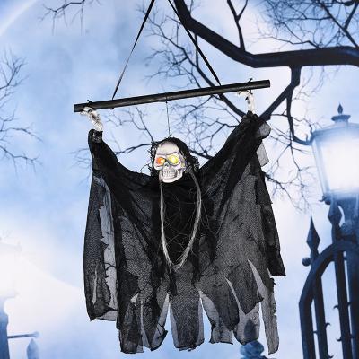 China Festival Stuff Halloween Ghost KTV Decorations Electric Luminous Skeleton Hanging Head Ghost Hanging Hanging Toy Small for sale