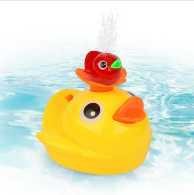 China Bath Toy Spray Water Bath Toy Small Yellow Duck With 4 Pieces Water Spray Cute Mini Duck Bathtub Toy For Kids Boys Girls Gifts for sale