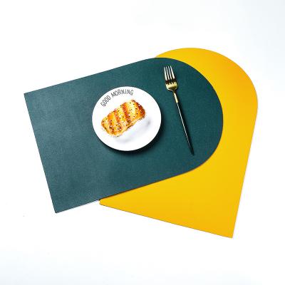 China Wholesale Restaurant Colorful Washable Special Shaped House Solid Color Solid Color Stocked Leather Place Mat for sale