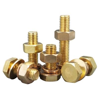 China Brass Hot Fasteners Brass Hex Bolt And Nut Hex Screw Washers Assembly zu verkaufen