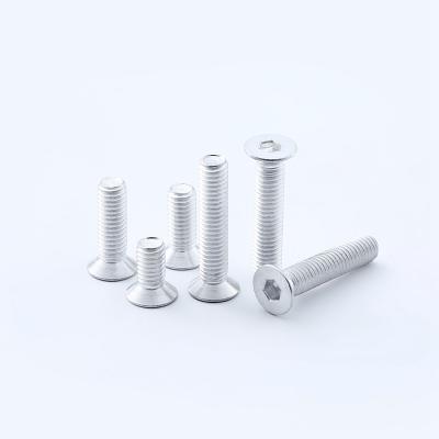 China Hot Fasteners Alloy 6061 M3 M4 M5 M6 DIN7991 Hex Socket Countersunk Aluminum Flat Head Screw Bolt for sale