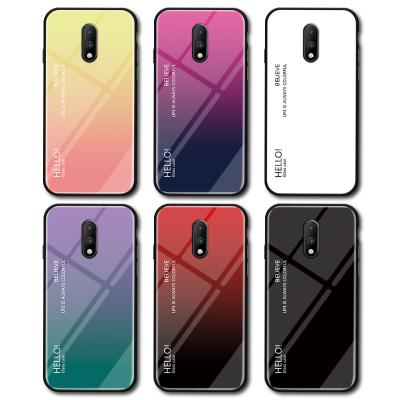 China Colorful Gradient Style Tempered Glass Phone Case Half-wrapped Cell Phone Cover For OnePlus 7T 7T Pro 8 Nord for sale