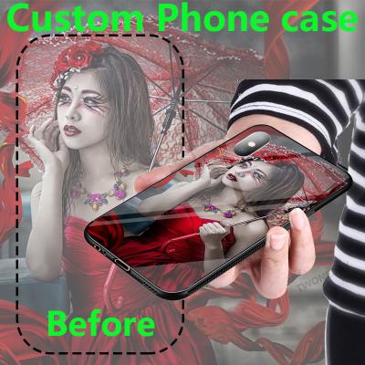 China Half-wrapped case DIY tempered glass customized phone case phone bags custom photo 9H Hard Case for sale