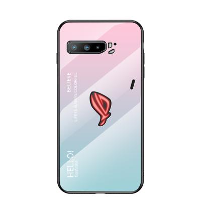 China Colorful Gradient Style Tempered Glass Phone Case Half-wrapped Cell Phone Cover For ASUS Rog 3 ZS661KS for sale