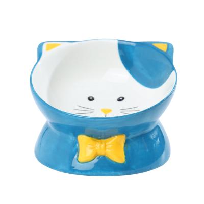 China Sustainable Factory Direct Sales Ceramic Pets Bowl Cute Design Pets Ceramic Kitty Eating Bowl Supplies As Gifts Or Pets Present for sale