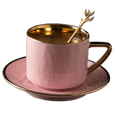 China New Arrival Sustainable Colour-cloud Embossed Line Ceramic Coffee Cup And Saucer With Gold For Gift Shop Or New Year Seasonal Cafe for sale