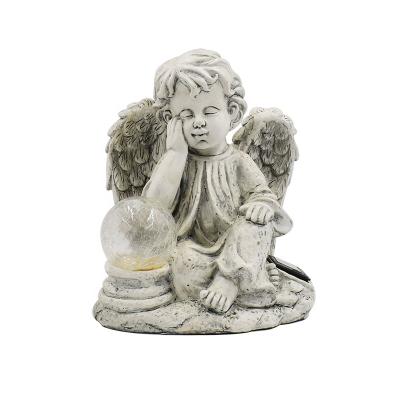 China Solar Garden Angel Statue Solar Garden China Custom Lawn Ornament Resin Garden Statue Lights Angels for sale