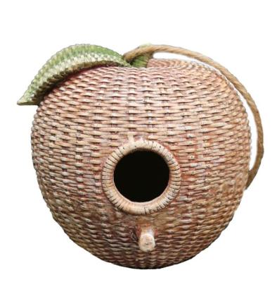 China Breathable Cheap Resin Bird House Around Apple Pear Shape Outdoor Garden Bird House for sale