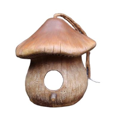 China Breathable Resin Bird House Garden Decorative Custom Mushroom Bird House Outdoors for sale