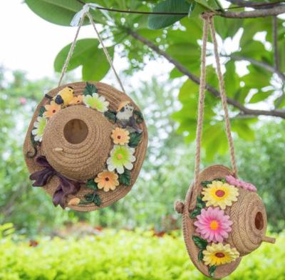 China Wholesale Breathable Bird House Resin Hat Shape Water Proof Hanging Bird House for sale