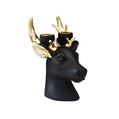 China Eco-friendly Resin Decoration Deer Head Candle Holders Luxury Christmas Candle Holders for sale