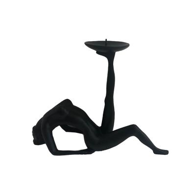 China Hot Seller Resin Yoga Body Shape Eco-friendly Art Candle Holder Women Decoration Candle Holder for sale