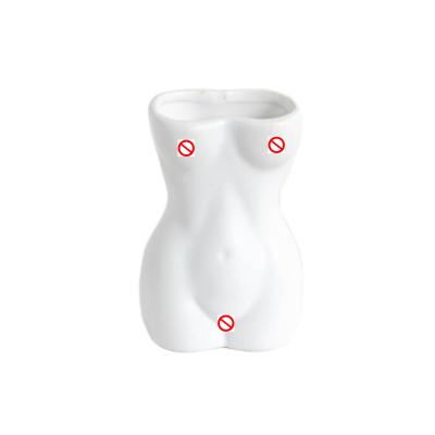 China Traditional Cheap Custom Ceramic Vase Women Flower Arrangement White Body Vase for sale