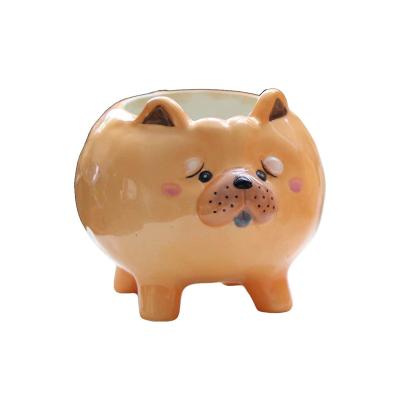 China Beautiful Modern Succulent Ceramic Animal Planter Pot Dog Planter Pot Ceramic Ornament for sale