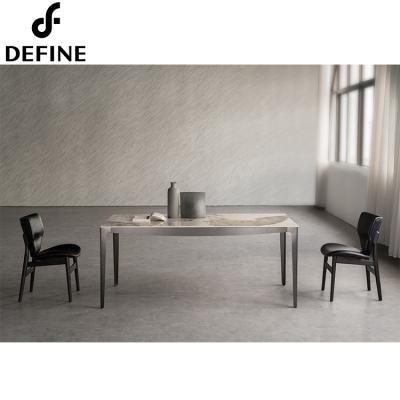 China Customized Marble Top Base Stainless Steel Dining Table Set 8 Seater for sale