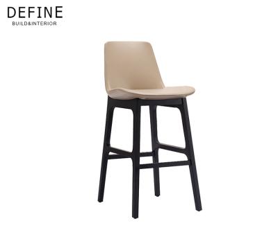 China Villa Furniture Modern Hot Selling FR Leather Material Wood Low Bar Chair for sale