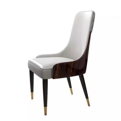 China Customizd Elegant Shape Home Furniture Upholstered To Foam Leather Solid Wood Leg Dining Chair for sale