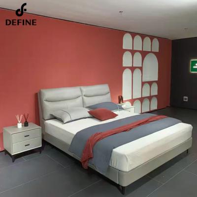 China Other Home Furniture Modern Style Solid Wood Frame Leather Queen Bed For Bedroom for sale