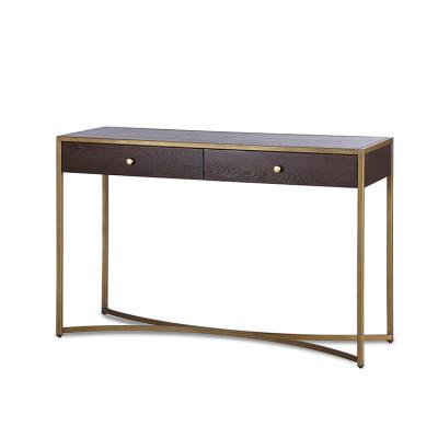 China Adjustable Modern Bedroom Furniture Dark Oak Wood Solid Wood Dressing Table (Other) Old With Bronze Metal Frame for sale