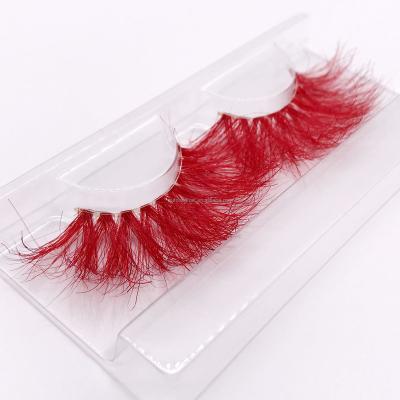 China Easy Apply WUFOREST 1 Pair Packing Red Color 25mm Mink Hair Full Strip False Eyelashes Set Natural Soft Multilayer Fluffy 3d Eyelash for sale