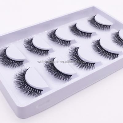 China WUFOREST Beauty Eye 5 Pairs Thick Natural Soft 3d Eyelash Full Strip False Eyelashes Kit Wholesale False Synthetic Eyelashes for sale