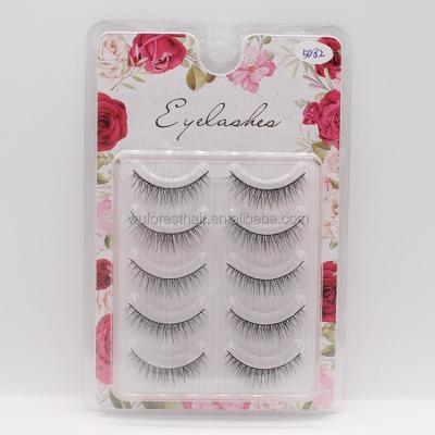 China 5 Pairs Eye WUFOREST Beauty Synthetic Full False Eyelashes Sets Oval Three-Dimensional Black Natural Soft Tail Strip Eye Lashes for sale