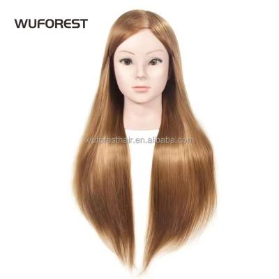 China With Wig WUFOREST Female Hairdressing Training Mannequins Makeup Cutting Braiding Long Black Wig Tete De Mannequin Head Hairdressing Doll for sale