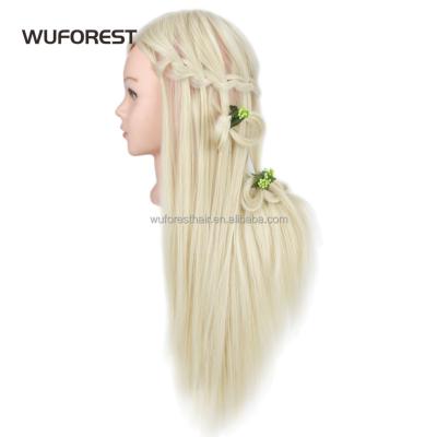 China With WUFOREST White Blonde Synthetic Mannequins Wig Hairstyle Hair Makeup Female Cutting Braiding Doll Mannequin Plastic Head for sale